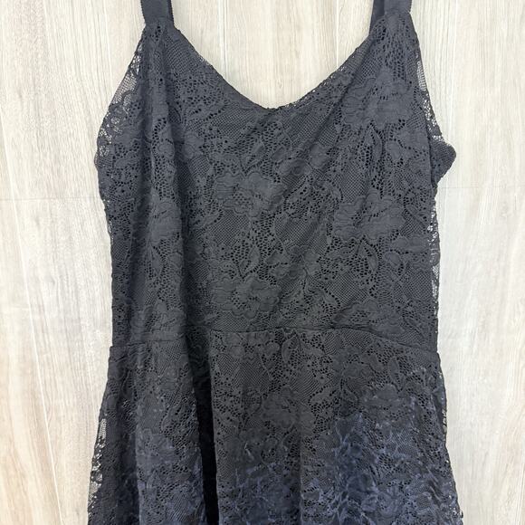 Free People Dress Medium Reflected Moonlight Black Lace Ribbon Skater Whimsygoth - Picture 4 of 15